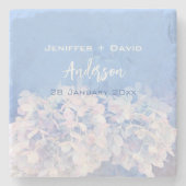 Romantische Hydrangeas Personalisiert Hochzeit Steinuntersetzer (Vorderseite)