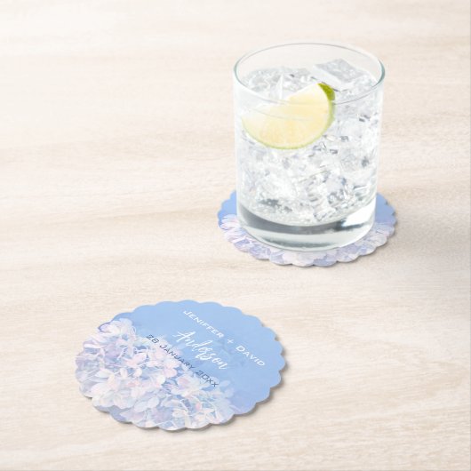 Romantische Hydrangeas Personalisiert Hochzeit Untersetzer (Vor Ort)