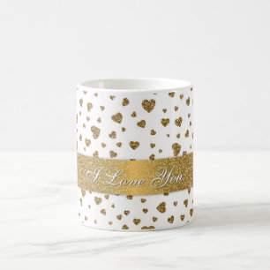 Romantische "I Liebe You" Goldene Imitate Glitzer Kaffeetasse