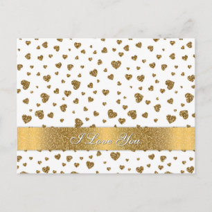 Romantische "I Liebe You" Goldene Imitate Glitzer  Postkarte
