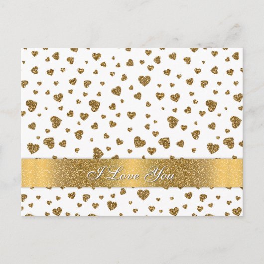 Romantische "I Liebe You" Goldene Imitate Glitzer  Postkarte (Vorderseite)