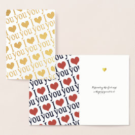 Romantische 'I Liebe you' herzen golden \ gold Folienkarte