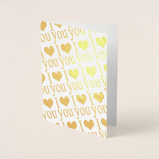Romantische 'I Liebe you' herzen golden \ gold Folienkarte (Vorderseite)