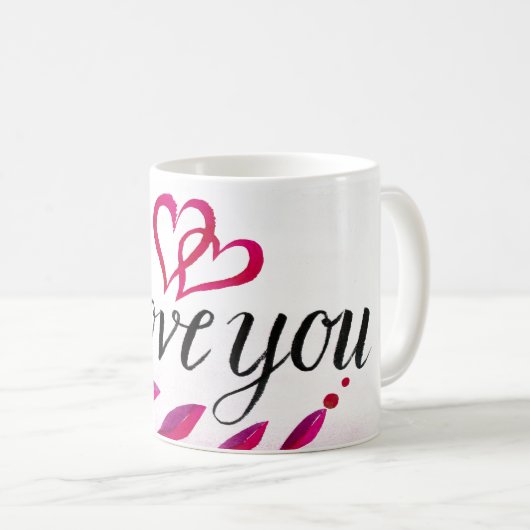 Romantische "I Liebe You" Zitat Pink Joining Heart Kaffeetasse (VorderseiteRechts)