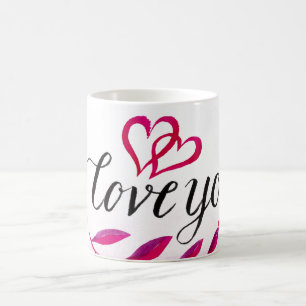 Romantische "I Liebe You" Zitat Pink Joining Heart Kaffeetasse