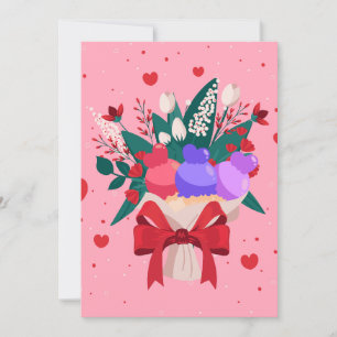 Romantische Ice Cream Bouquet Niedliche Blume Herz Feiertagskarte