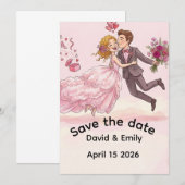 Romantische illustrierte Hochzeit Save the Date-Ei Einladung (Vorne/Hinten)