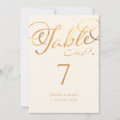 Romantische Imitate Gold-Kalligrafie-Tischnummer Einladung (Vorderseite)