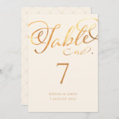 Romantische Imitate Gold-Kalligrafie-Tischnummer Einladung (Vorne/Hinten)