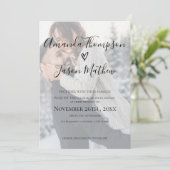 Romantische Imitate Vellum Effect Foto Hochzeit Einladung (Stehend Vorderseite)