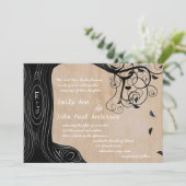 Romantische Initialen in Tree Wedding Einladung (Stehend Vorderseite)