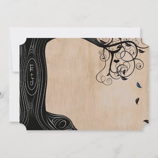 Romantische Initialen in Tree Wedding Einladung (Rückseite)