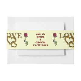 Romantische Interlocking-Herzen und Rote Rose Einladungsbanderole