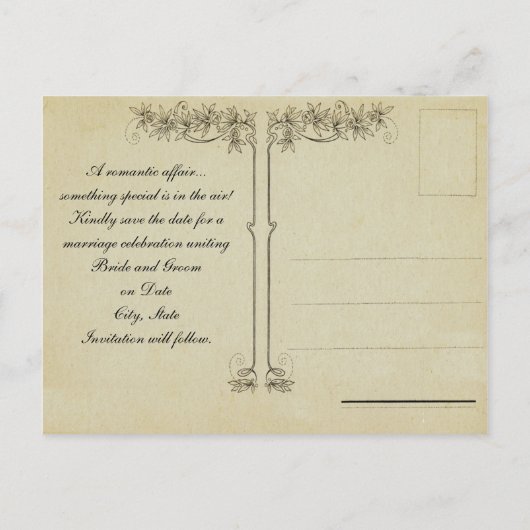 Romantische irische Hochzeit Speichern Sie die Dat Ankündigungspostkarte (Rückseite)