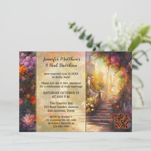 Romantische italienische Elope oder Post Wedding P Einladung (Stehend Vorderseite)