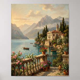 Romantische italienische Lake Como Villenterrasse Poster
