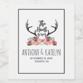 Romantische Jagd ist über rustikale Antler Floral Weinetikett (Einzelnes Label)