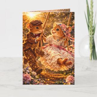 Romantische Jubiläums-Liebes-Maus-Paar-Grußkarte Karte