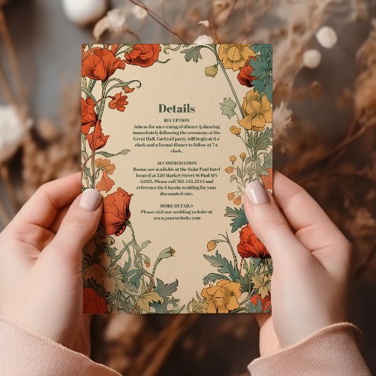 Romantische Jugendstil-Hochzeit Begleitkarte