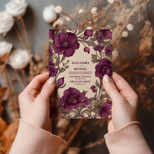 Romantische Jugendstil-Hochzeit Einladung