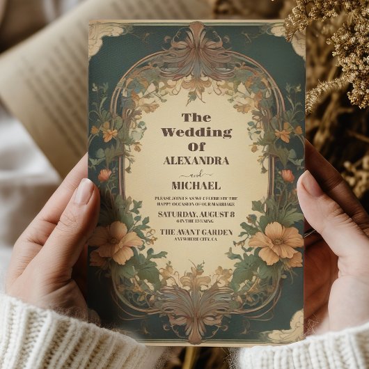 Romantische Jugendstil-Hochzeit Einladung