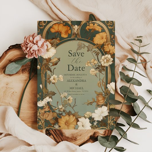Romantische Jugendstil-Hochzeit Save The Date