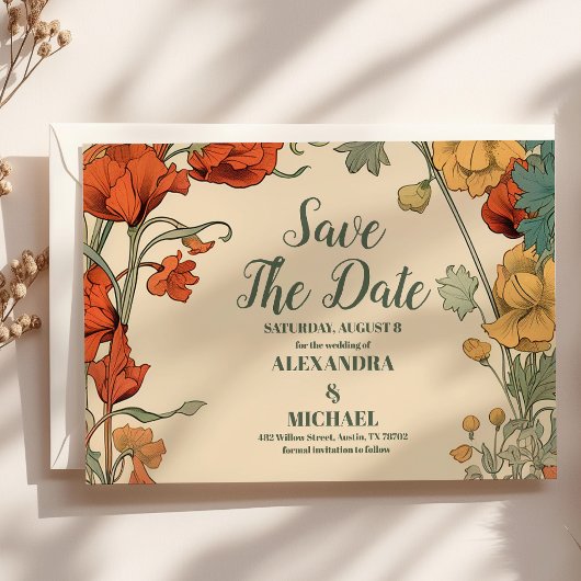 Romantische Jugendstil-Hochzeit Save The Date