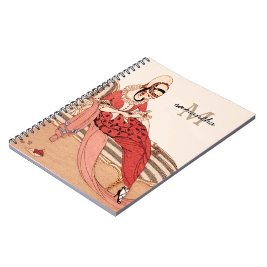 Romantische Jugendstil-Mode Monogram Notizblock (Linke Seite)
