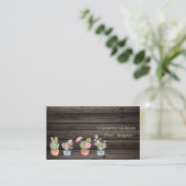 Romantische Kakteen Dark Wood Visitenkarte (Stehend Vorderseite)