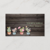 Romantische Kakteen Dark Wood Visitenkarte (Vorderseite)