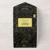 Romantische Kalligrafie Black & Gold Hochzeit All In One Einladung (Außenbereich)