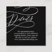 Romantische Kalligrafie Black QR Code Hochzeitsdet Begleitkarte (Vorderseite)