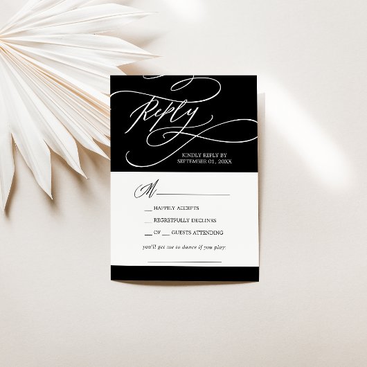 Romantische Kalligrafie | Black Song Request UAWG RSVP Karte