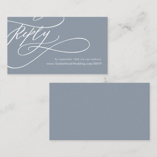 Romantische Kalligrafie | Blue and White Website U Begleitkarte (Vorne/Hinten)