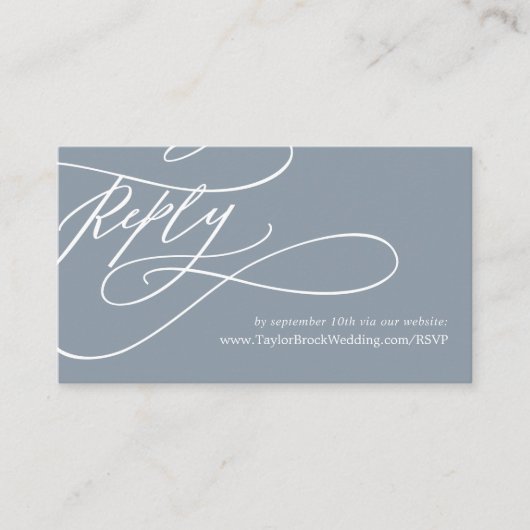 Romantische Kalligrafie | Blue and White Website U Begleitkarte (Vorderseite)