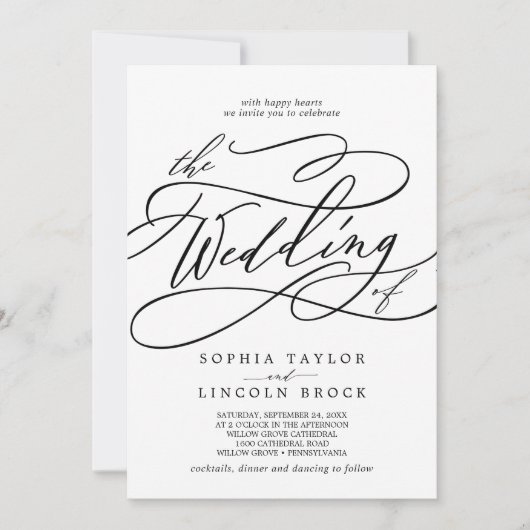 Romantische Kalligrafie | Blüh der Hochzeit von Einladung (Vorderseite)