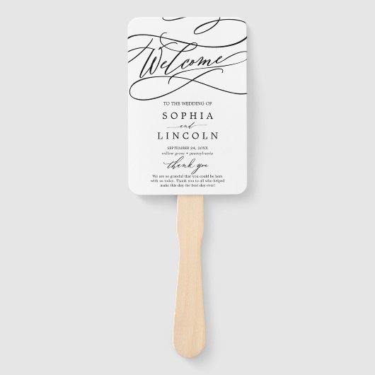 Romantische Kalligrafie Blüh Wedding Program Fan Fächer (Vorderseite)