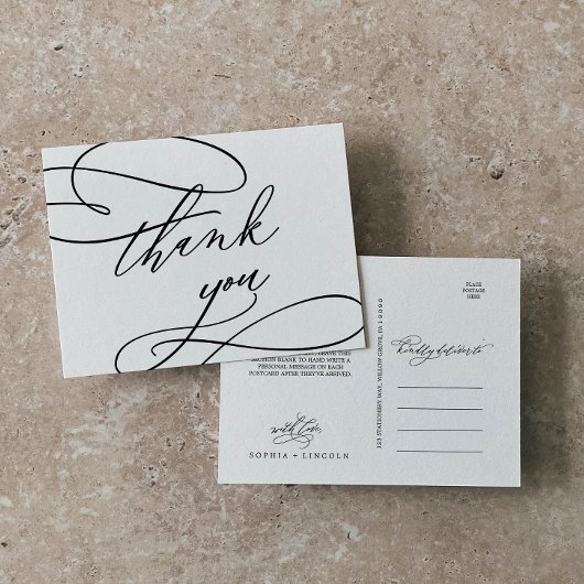 Romantische Kalligrafie | Blühen Vielen Dank, Post Postkarte