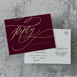Romantische Kalligrafie Burgundy Gold Foil UAWG Folie Einladungspostkarte