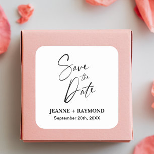 Romantische Kalligrafie — Custom Wedding Save the Quadratischer Aufkleber