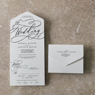 Romantische Kalligrafie Die Hochzeit Von All In One Einladung