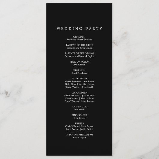 Romantische Kalligrafie | Dunkelschwarze Monogramm Programm (Rückseite)