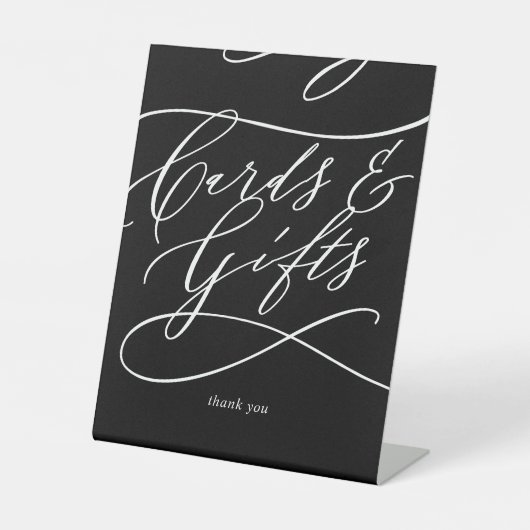 Romantische Kalligrafie Dunkle schwarze Karten und Sockelschild (Vorderseite)