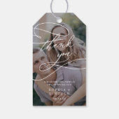 Romantische Kalligrafie Dunkles Foto Danke, dass S Geschenkanhänger (Rückseite)