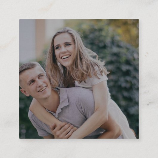 Romantische Kalligrafie Dunkles Foto QR Code UAWG Begleitkarte (Rückseite)