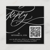 Romantische Kalligrafie Dunkles Foto QR Code UAWG Begleitkarte (Vorderseite)