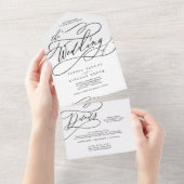 Romantische Kalligrafie Elegante Details UAWG Hoch All In One Einladung (Abreißen)