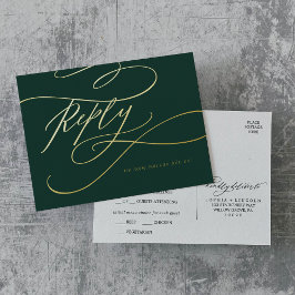 Romantische Kalligrafie Emerald Gold Foil UAWG Folie Einladungspostkarte