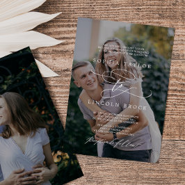 Romantische Kalligrafie-Foto-Overlay Einladung