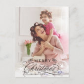 Romantische Kalligrafie Frohe Weihnachten Foto Postkarte (Vorderseite)